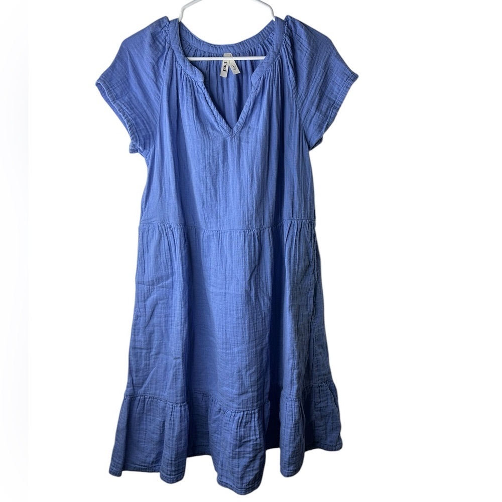 Pact Blue Raglan Sleeve V-Neck Sundress